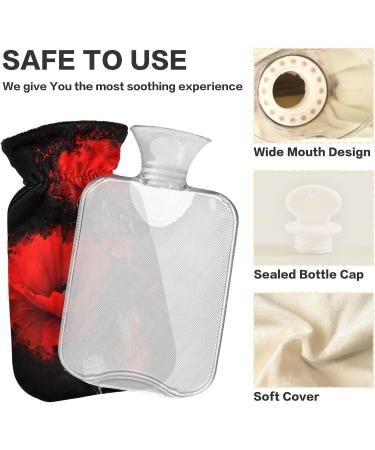 NAANLE Hot Water Bottle with Cover - Red Poppy Design 1L for Menstrual Cramps & Pain Relief Heat & Cold Therapy - Buy Online on GoSupps.com