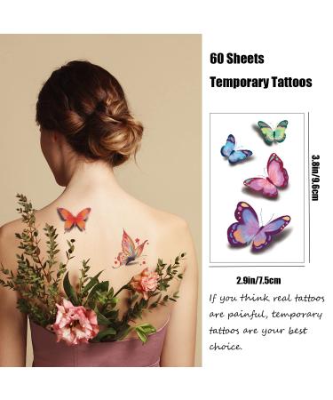 60 Sheets Butterfly Temporary Tattoos for Women Kids - 200+ Pcs Self-adhesive 3D Fake Tattoos for Party Favors & Gifts - Buy Online on GoSupps.com