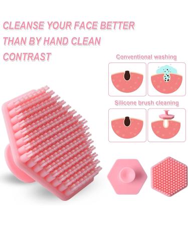 Pink Silicone Face Scrubber Exfoliator Brush for Men and Women - Gentle Manual Facial Cleansing and Blackhead Removal - Buy Online on GoSupps.com