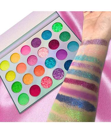 Pozilan 24 Colors Glow in the Dark Glitter Eyeshadow Palette - Neon Fluorescent Eye Shadow for Halloween Makeup - Buy Online on GoSupps.com