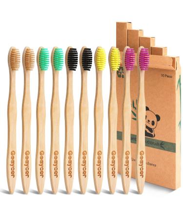 Goaycer Eco Friendly Bamboo Toothbrush 10Pack Medium Firm Bristles Biodegradable Bulk Wooden Toothbrushes