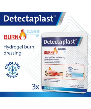 DetectaPlast Fire Wound Compress with Hydrogel - Sterile 20x20 cm (3 Pieces) for Strong Burns | Water-Based Healing Gel - Buy Online on GoSupps.com