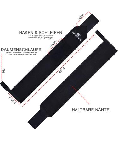Shop AQF 45cm Black Wrist Bandages - Support for Strength Training & Powerlifting | Gym Wrist Wraps for Men & Women - Buy Online on GoSupps.com