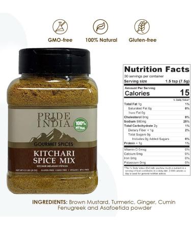 Pride of India Kitchari Spice Seasoning | Authentic Indian Spices for Health Cleanse & Diet | Easy to Use | 8 oz Medium Dual Sifter Jar - Buy Online on GoSupps.com