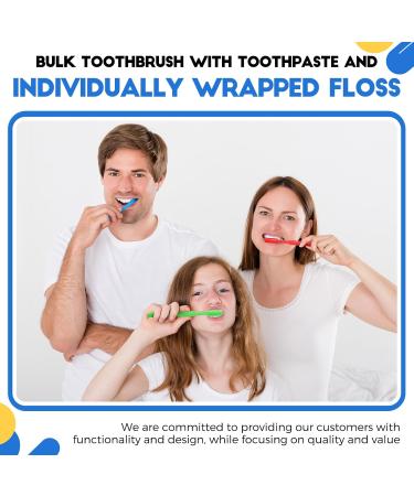 100 Kit Disposable Toothbrushes & Dental Floss - Individually Wrapped Travel Kits for Hotels Charities & Nursing Homes - Buy Online on GoSupps.com