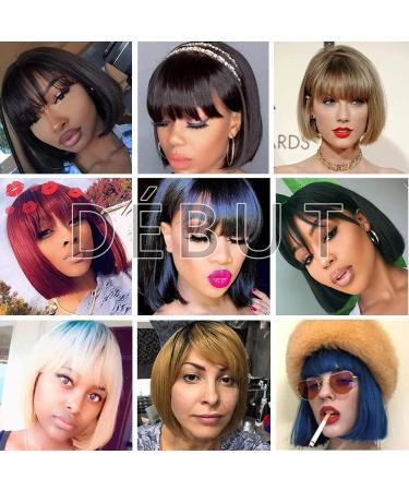 D BUT 10A Brazilian Virgin Remy Human Hair Wig with Bangs - Short Bob Pixie 25cm (1B) - Lightweight 103g - Buy Online on GoSupps.com