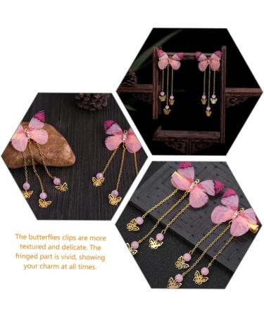FOMIYES 2 Pairs Hanfu Butterfly Headdress Kimono Hair Accessories Kids Fabric Hairpin Tassel Hair Clips Han Chinese Costume Accessories Metallic Hair Clips Child Alloy Decorate Dense - Buy Online on GoSupps.com