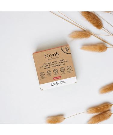  Niyok Niyok 2-in-1 Solid Shower and Care - Solid shower gel without palm oil - pH 5.5 skin-neutral - Plastic-free vegan - Can be used as an organic shower soap - Natural cosmetic - Moisturizes - Intense red (80 g) - Buy Online on GoSupps.com