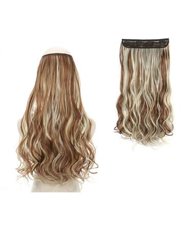 Hair Extensions Clip in Long Wavy Synthetic Hair Extension Invisible Wire No Clips In Hair Extensions Secret Fish Line One Piece Extensions Hairpieces Hair Hair Pieces(SQ88-12H613 16inches) 16inches SQ88-12H613