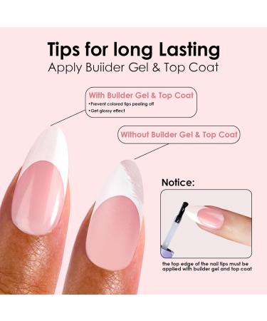 Canvalite French Tip Press on Nails - 300 Pcs Gel Tips - Quick & Easy Almond Fake Nails - Pre-Colored DIY Nail Extensions in Pink & White - Buy Online on GoSupps.com