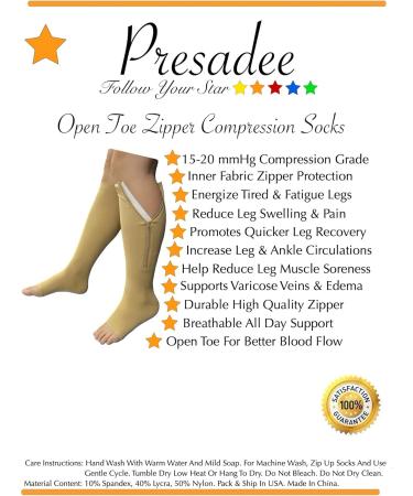NEW Open Toe Knee Length Compression Hosiery - Beige Calf Support Stockings L/XL | International Shipping - Buy Online on GoSupps.com