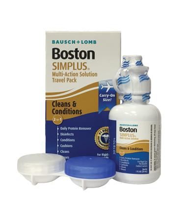 Boston Simplus Multi-Action Solution Travel Kit and Lens case | 1 fl oz | Carry-On Approved