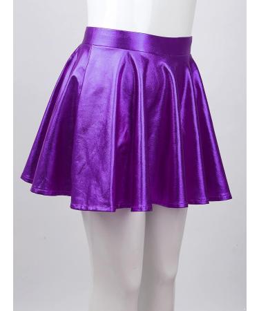 JEATHA Kids Girls Shiny Metallic Pleated Skirt with Built-in Shorts - Purple - Size 14 | Ideal for Ballet, Dance, Party Costume - Buy Online on GoSupps.com