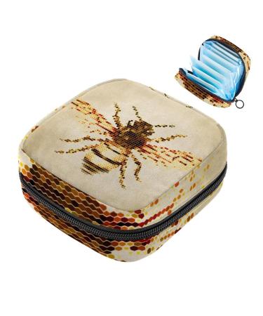 Honeybee geometric shape women's napkin storage bag menstrual pad bag portable menstrual cup bag with zipper for teenagers girls women women