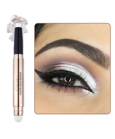 Glitter Eyeshadow Stick Pearl Shimmer Cream Dual Ended Eyeshadow Pen Crayon Smooth Long Lasting Waterproof Brightener Highlighting Stick Create Glitter Eyes Makeup for Women and Girls (#01)