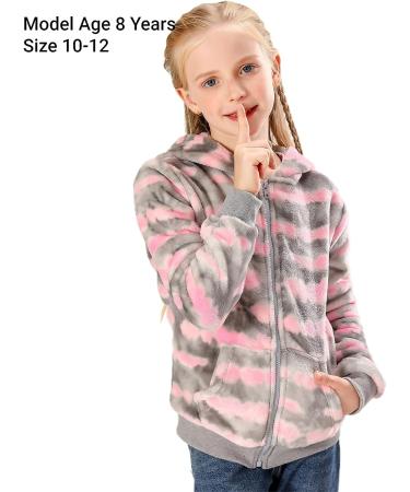 V.&GRIN Pink Tie Dye Girl Zip Hoodie Sweatshirt | Soft Fuzzy Fleece Jacket for Girls 7-8 Years - Buy Online on GoSupps.com