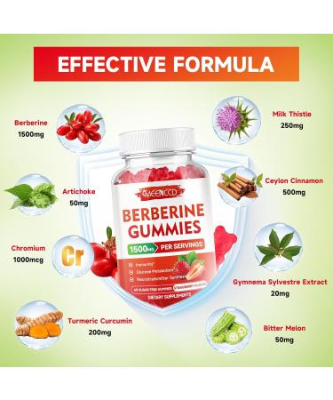 Berberine Gummies with Ceylon Cinnamon High Potency Berberine HCL Supplement for Immune Support Sugar Free Vegan Strawberry Flavor 60 Count Strawberry 60 Count (Pack of 1) - Buy Online on GoSupps.com