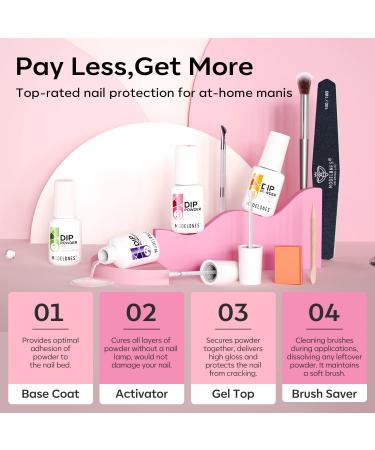 Modelones 20 Pcs Dip Powder Nail Kit Starter Set - 8 Colors Light Pink Glitter Nude Neutral Clear Dipping Powder System Liquid with Base/Top Coat Activator Brush for French Nail Art - DIY Salon Gift | Z-Gentle Pink - Buy Online on GoSupps.com
