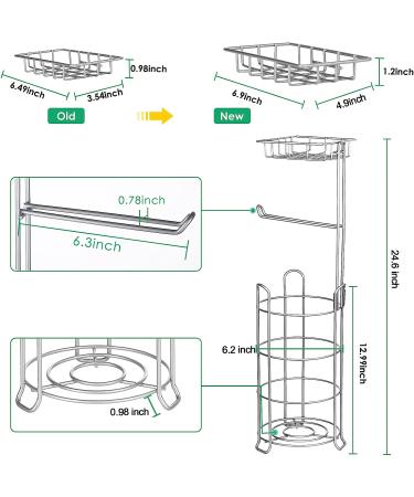 TomCare Upgraded Toilet Paper Holder Stand with Storage Shelf - Silver Grey - Buy Online on GoSupps.com