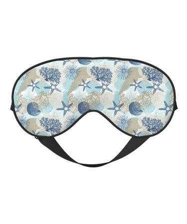 Algae Corals and Seashells Print Sleep Masks Comfortable & Super Soft Eye Mask with Adjustable Strapsoft Filling Lightweight for Home Or Travel Use
