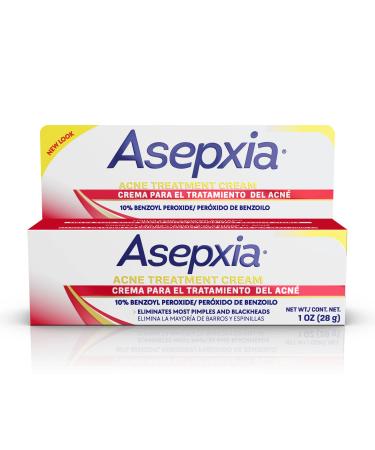 Asepxia Acne Spot Treatment Cream for Pimples and Blackheads with 10% Benzoyl Peroxide, 1 ounce, White, (GEN00669) Acne Spot Treatment, 1 oz