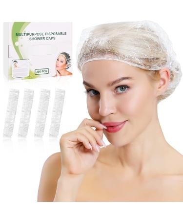 Disposable shower caps  200PCS Extra Elastic Large Shower Cap for Women- Waterproof hair cap for shower Home Use Hotel and Hair Salon plastic shower cap