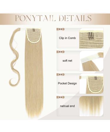 S-noilite 26 Straight Ash Blonde Mix Bleach Blonde Wrap Around Ponytail Clip-In Extension - Buy Online on GoSupps.com