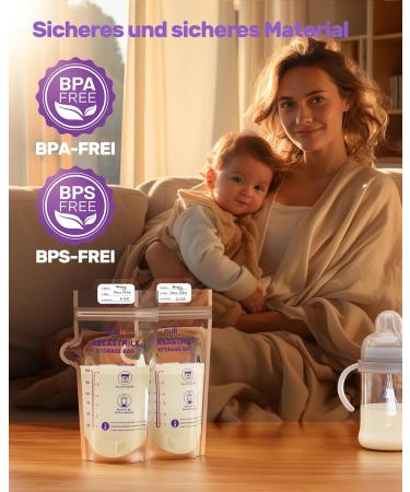 Nuliie 120-Piece BPA-Free Breast Milk Storage Bags - Temperature-Sensitive Spout-Proof Space-Saving (180ml) - Ideal for Breastfeeding - Buy Online on GoSupps.com