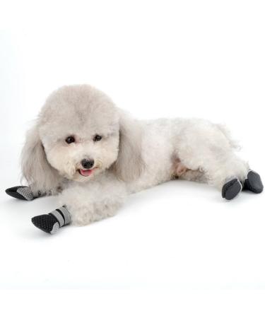 Zunea Dog Boots for Summer - Slide-Resistant & Reflective Soft Mesh Shoes for Small Dogs | Adjustable & Heat-Resistant - 4-Pack (Black) - Buy Online on GoSupps.com