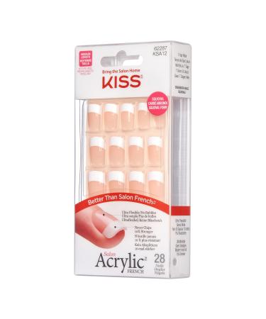 KISS Salon Acrylic French Manicure Set  Style  Rumor Mill   Nail Kit Includes Pink Gel Nail Glue (Net Wt. 2 g / 0.07oz.)  Mini Nail File  Manicure Stick  and 28 Fake Nails Medium - Buy Online on GoSupps.com