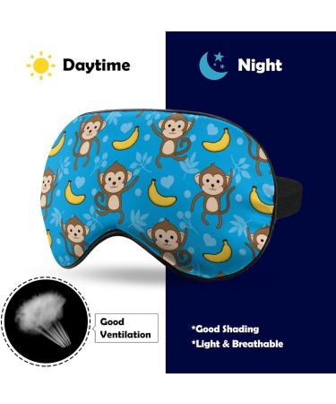 Monkey & Banana Pattern Sleep Mask - Adjustable Blindfold for Light Blocking & Travel - Men's and Women's Night Eye Cover - Buy Online on GoSupps.com