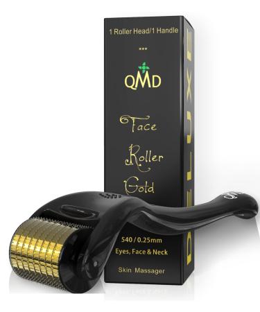 Nikka Notto QMD Derma Roller Hair Growth: Beard Roller for Beard Growth for Men - Dermaroller .25mm Face Skin Care for Women's Beauty. Banish Scars Derma-Roller Gold