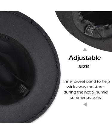 Gossifan Men's Wide Brim Panama Fedora Hat with Classic Belt - Black, Size 7 1/8-7 1/4 - Buy Online on GoSupps.com