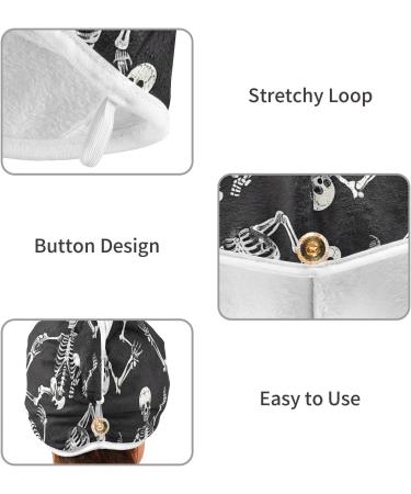 Buy Skeletons Black Hair Towel 2 Pack - Super Absorbent Quick Dry Hair Turbans for Women & Girls - Buy Online on GoSupps.com