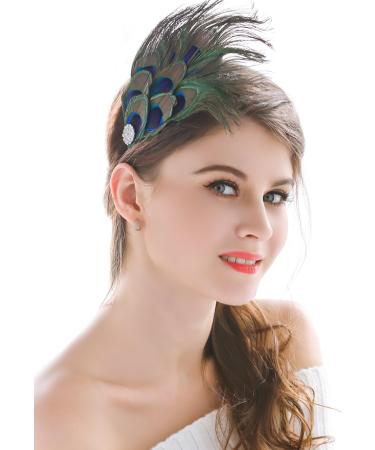 Handmade Peacock Feather Headband | Boho Rhinestone Hippie Accessory for Women & Girls - International Shipping Available - Buy Online on GoSupps.com