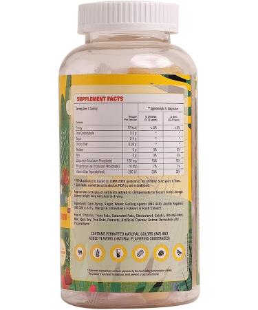 Kids Calcium & Vitamin D Gummy | 60 Gummies | Vegan Mango & Strawberry Flavor | Strong Bones & Teeth | Growth Support - Buy Online on GoSupps.com