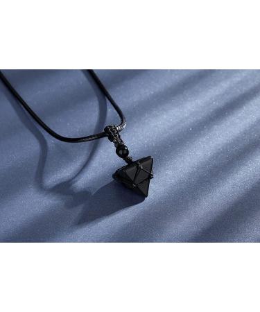 YATOJUZI Black Obsidian Healing Crystal Necklace Pointed Gemstone Quadrangular Pyramid Good Luck Pendant Natural Crystals Stone Adjustable Black Rope Reiki Energy Quartz Jewelry Gifts for Men Women Black-obsidian - Buy Online on GoSupps.com