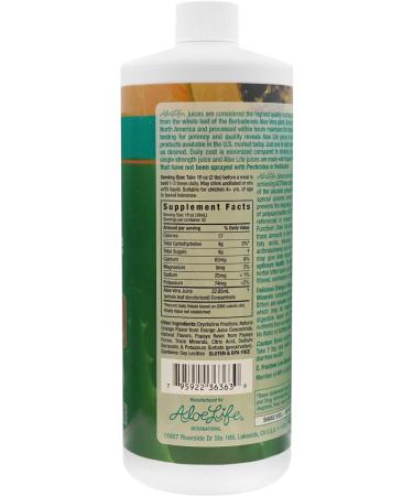 Certified Organic Aloe Life Whole Leaf Aloe Vera Juice Concentrate - Orange Papaya Flavor | Soothing Relief for Indigestion | Antioxidant Catalyst for Energy & Wellness | Gluten-Free | 32oz - Buy Online on GoSupps.com