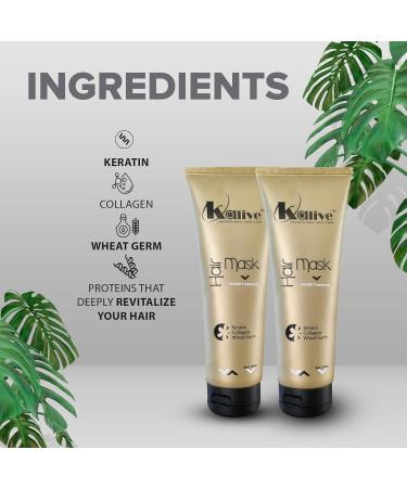 KALIVE Hair Mask 8 oz - Hydrating Keratin Collagen Treatment for Dry Damaged Hair (Pack of 2) - Buy Online on GoSupps.com