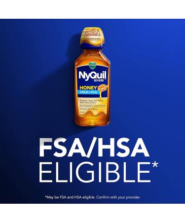 Vicks NyQuil Severe Honey Cold and Flu Medicine 12 Oz - Maximum Strength Relief for Cough, Sore Throat, Fever, and Congestion - Buy Online on GoSupps.com