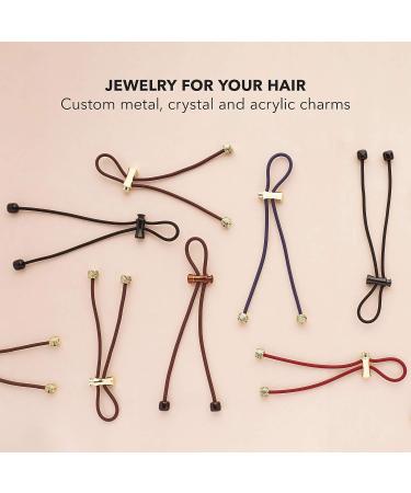 Pulleez Plus Sliding Ponytail Holder - Set of 4 Acrylic Charms - Brown & Black Elastic Hair Ties - Buy Online on GoSupps.com