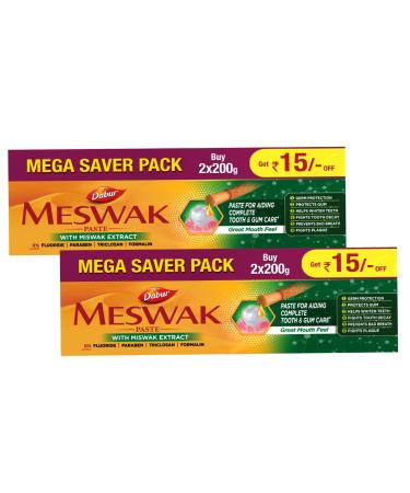 Dabur Dabur Meswak Complete Oral Care Toothpaste for Oral Care - 800g (400g x 2 Pack of 2) | Complete Toothpaste for Oral Care and Gums | Contains Miswak Extract