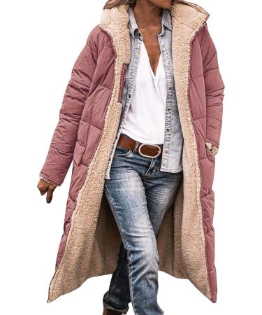 Buy Hanxiulin Women's Fluffy Warm Fleece Plush Jacket - Lightweight Hooded Long Sleeve Quilted Outdoor Top in Red - Buy Online on GoSupps.com