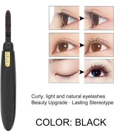 Professional Quick Heating Long Lasting Eyelash Curling Tool with Comb Heated Eyelash Curler for Women Battery Powered Electric Eye Lashes Curler for Make Up(Black) - Buy Online on GoSupps.com