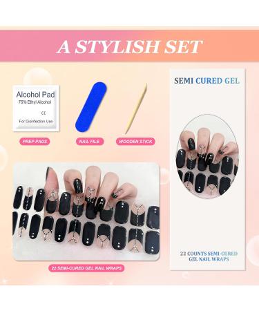 Ceboic Gel Nail Polish Stickers - 22PC UV Self-Adhesive French Black Gel Strips for Salon Quality Nails - Buy Online on GoSupps.com