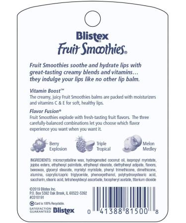 Blistex Fruit Smoothies Lip Moisturizers - 3 Sticks (0.10 oz each) | Hydrating Lip Care for Smooth Soft Lips - International Shipping Available - Buy Online on GoSupps.com