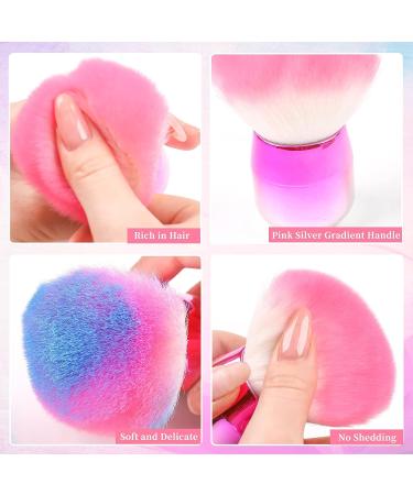ANGNYA Soft Kabuki Nail Dust Brush for Acrylic Nails - Pink White Hair with Gradient Handle - Buy Online on GoSupps.com