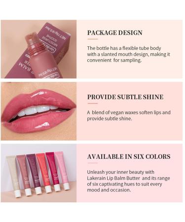 6 Color Hydrating Lip Butter Balm - Moisturizing Lip Repair & Glossy Finish for Women | Lightweight Nourishing Christmas Gift (Pink Sugar - Buy Online on GoSupps.com