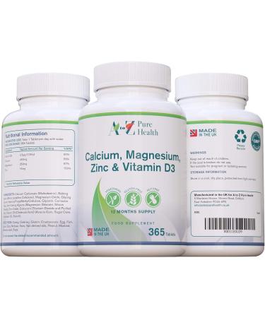 Premium Calcium Magnesium Zinc & Vitamin D Supplement | 365 Tablets | Immune & Bone Health Multi-Vitamin | Osteo Support - Buy Online on GoSupps.com