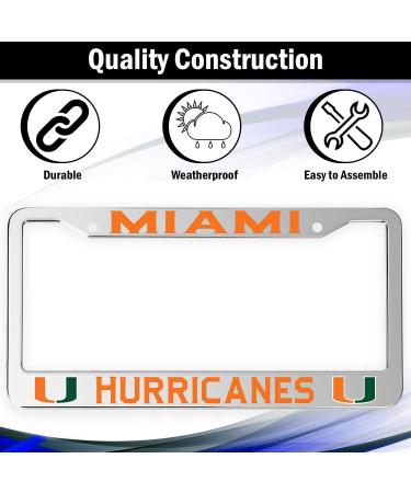 MIAMI University Hurricanes Front License Plate Frame - Silver Metal Sturdy Cover - Buy Online on GoSupps.com